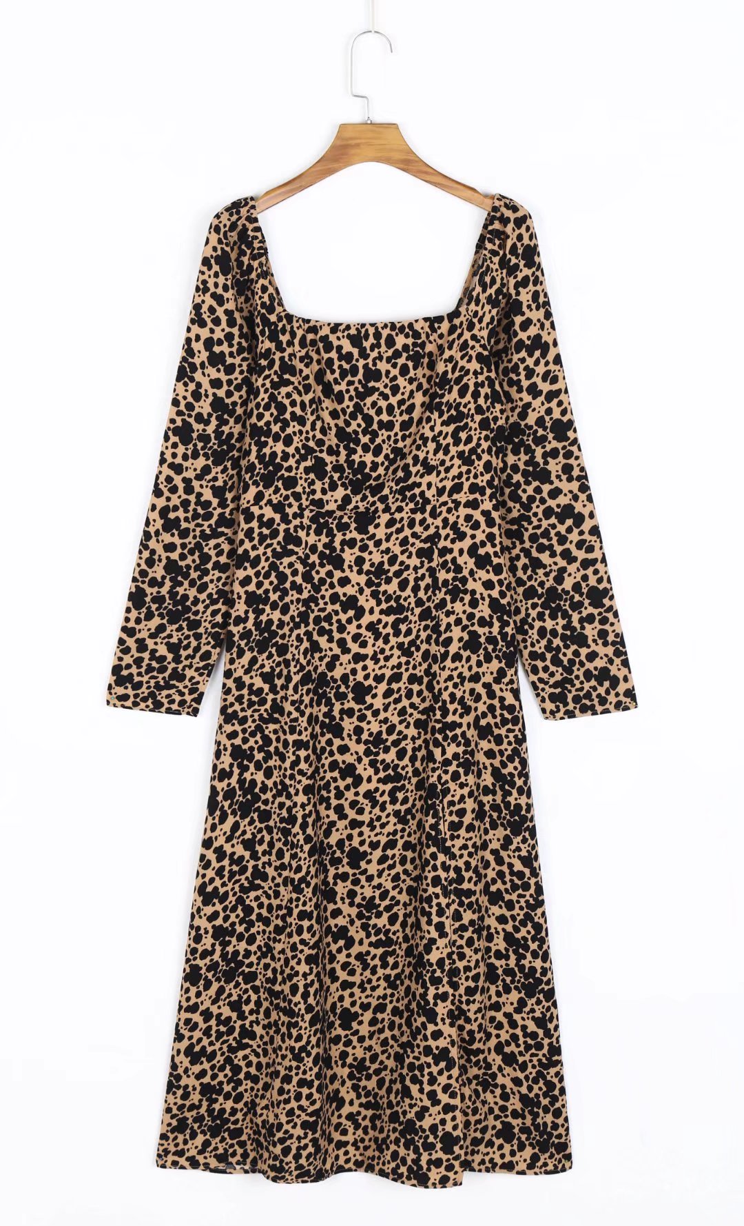 French Girl Summer Retro Square Collar Slimming Waist-Tight Side Slit Floral Holiday Dress