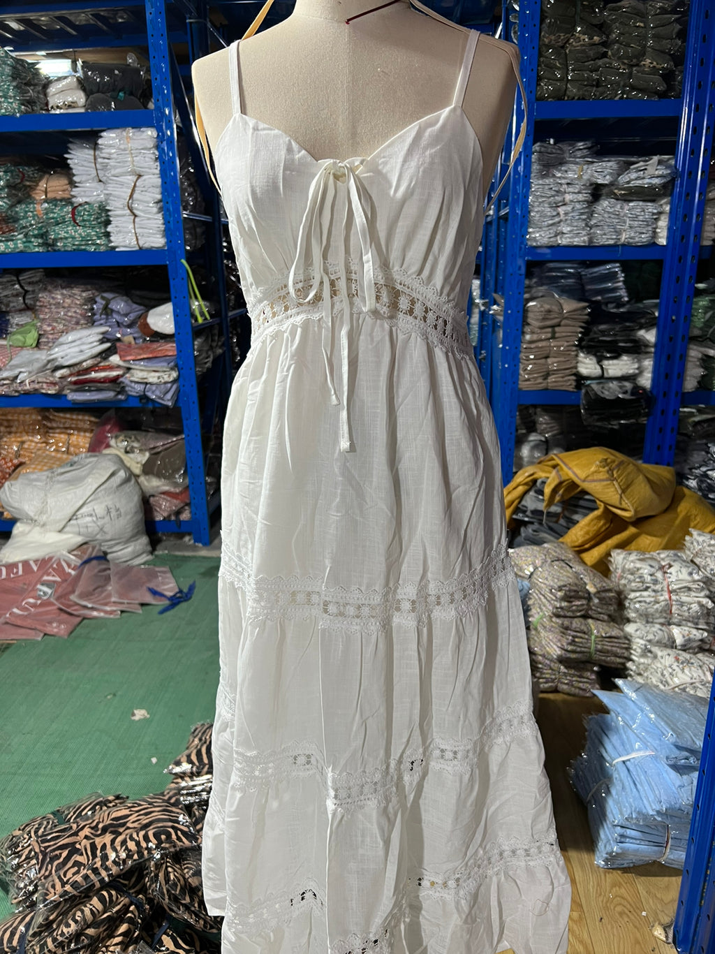 Vestido de verano para mujer, estilo bohemio, con tirantes y costuras de encaje, vestido amplio con vuelo