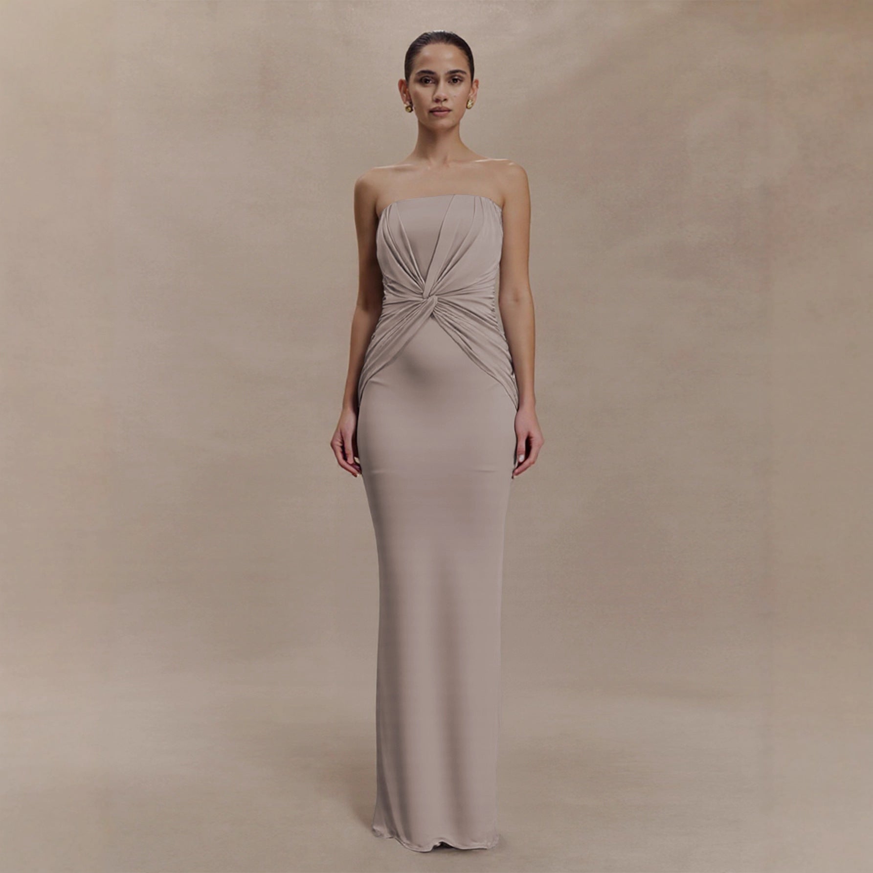 Arrival Popular Gentle Tube Top Fishtail Waist Twisted Slim Women Long Evening Dress