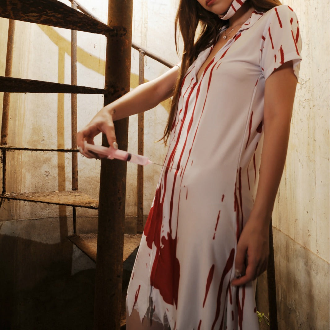 Infirmière Vampire Costume Jeu de Rôle Uniforme Halloween Lingerie Sexy Infirmière Fantôme
