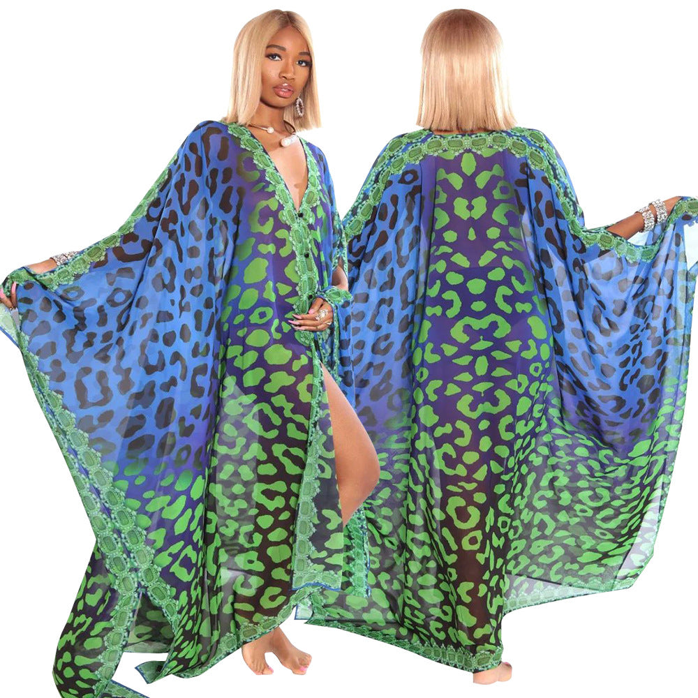 Blue Green Leopard Print