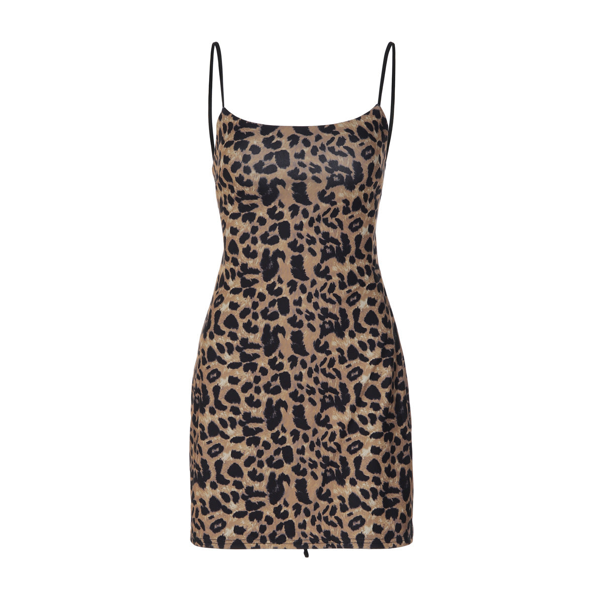 Robe d'été pour femme, imprimé léopard, sexy, dos nu, taille lacée, bretelles spaghetti