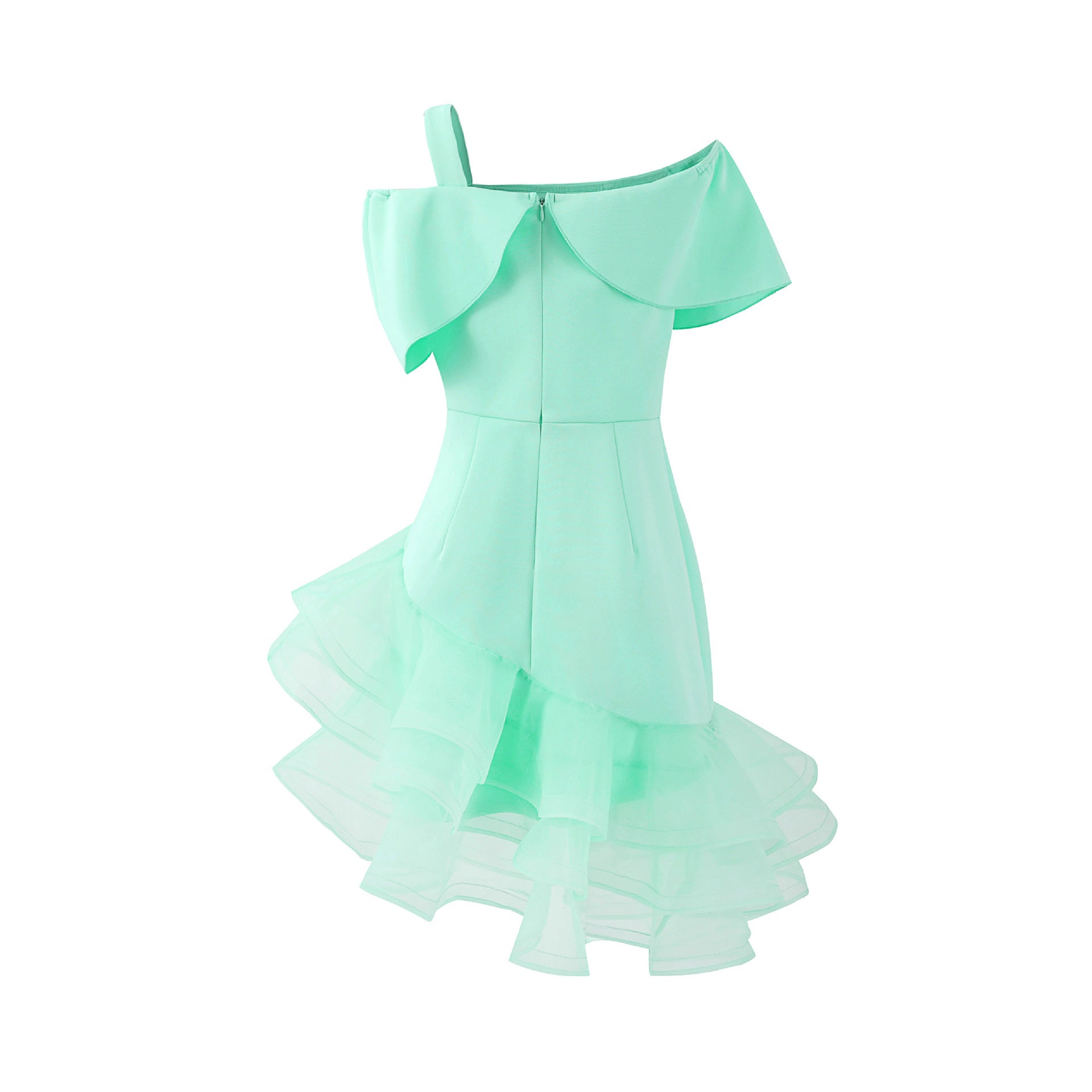 Sexy One Shoulder Irregular Asymmetric Hip Wrapped Dress Bowknot off the Shoulder Waist Party Bridesmaid Dress