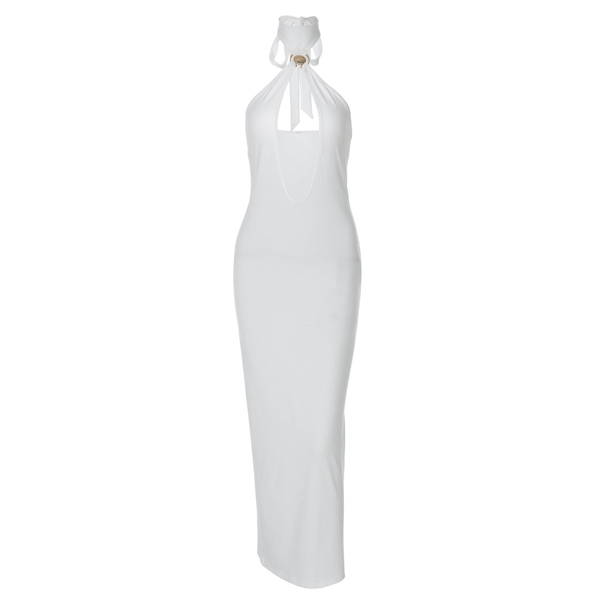Robe d'hiver pour femme, unie, dos nu, sexy, découpe, coupe ajustée