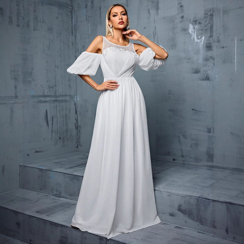 Robe de bal à manches courtes et coupe ajustée, robe de cocktail, robe pour hôtesse de réunion annuelle