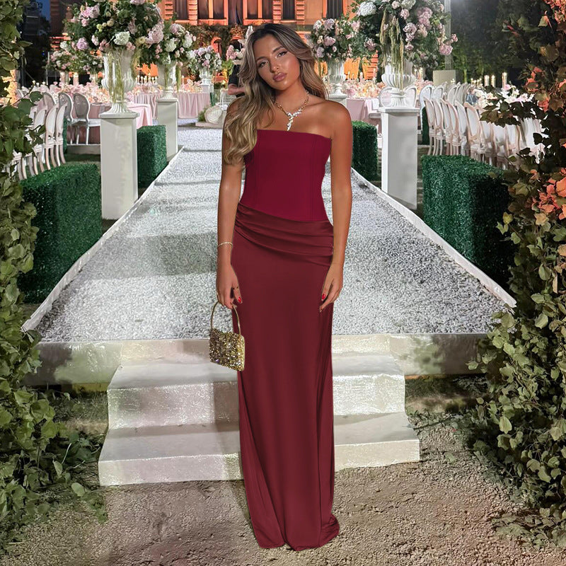 Robe longue en satin pour femme, automne, élégante et sexy, coupe ajustée.