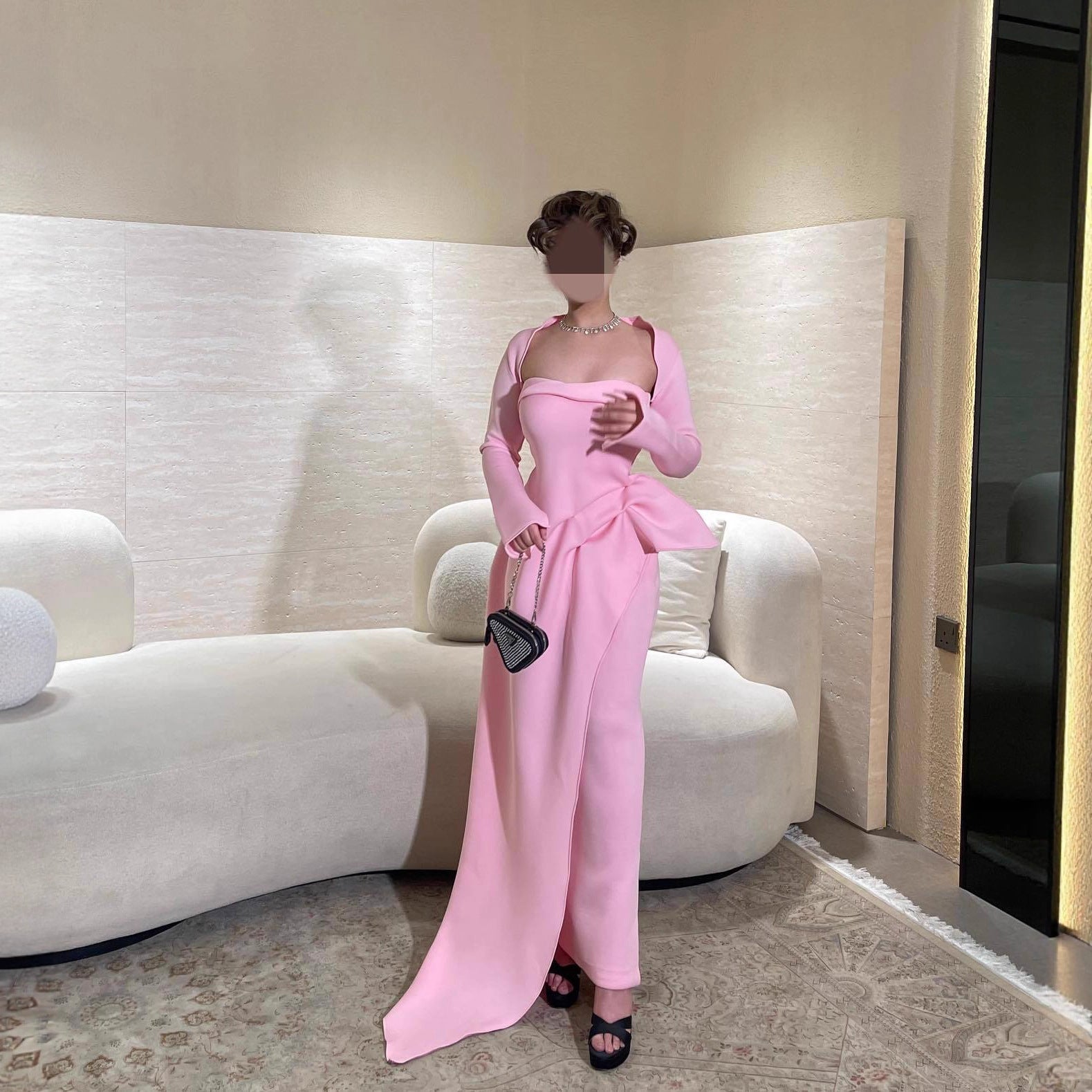 Summer Elegant Sexy Shawl Tube Top Slit Ball Dress Two Piece Set