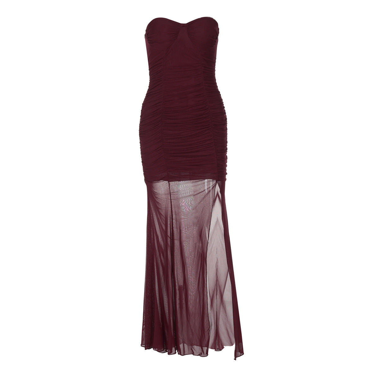 Mesh Stitching Dress Summer Women Clothing Split Sexy Bandeau Slim Fit Women Dress