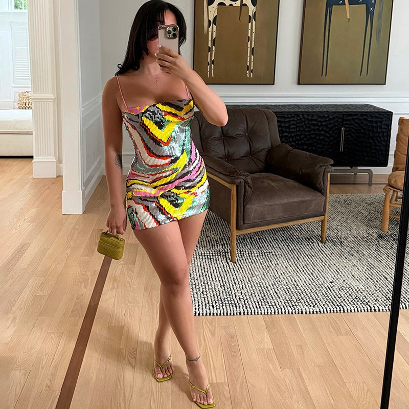 Robe fourreau moulante sexy à sequins pour l'été