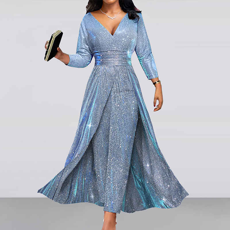 Robe cocktail à sequins double face, grande robe bustier, combinaison sexy