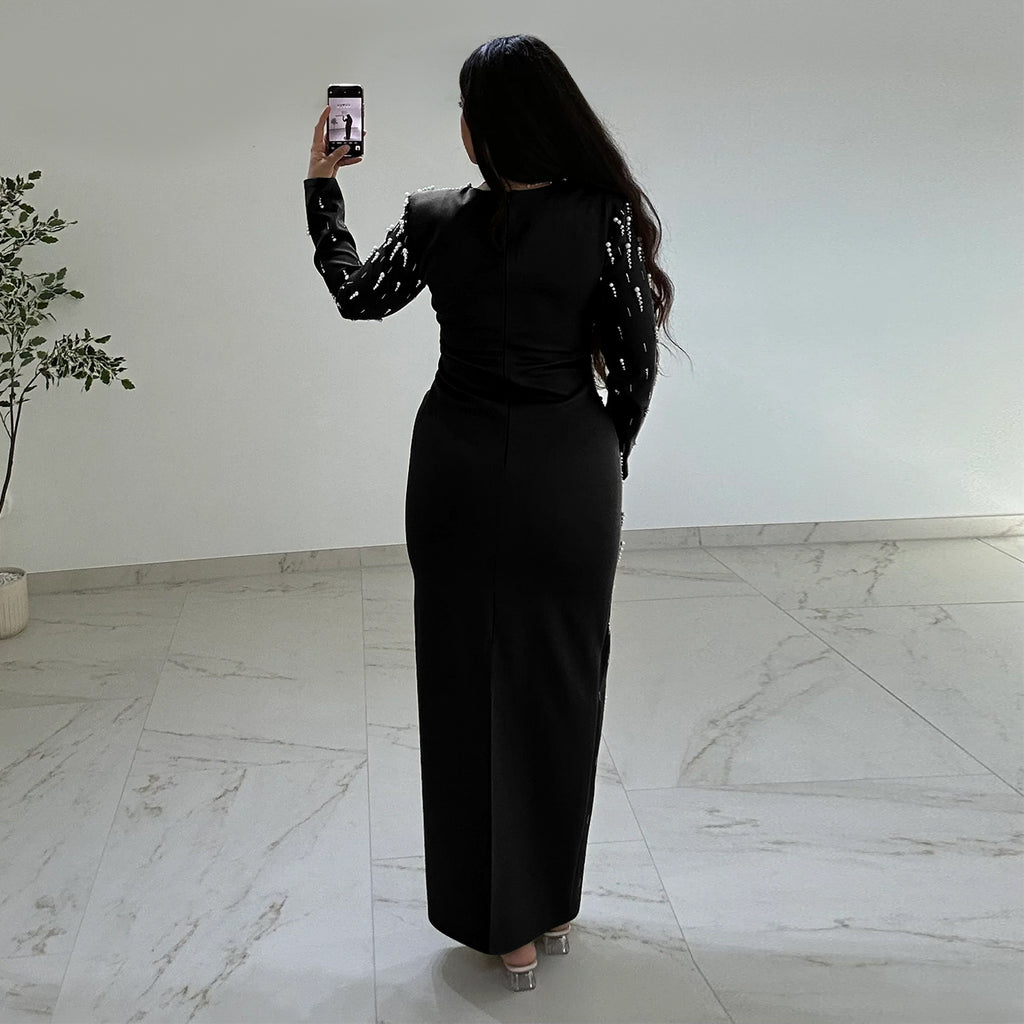 Women Rhinestone Hip Wrapped Dress Light Luxury Dinner Dress