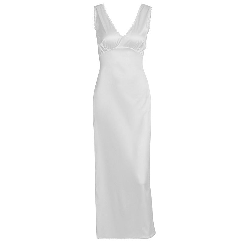 Robe d'été pour femme, style français, luxueuse, élégante et sans manches, cintrée.