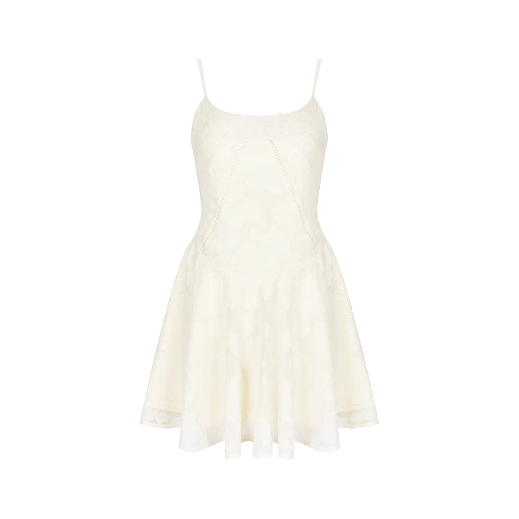 Robe de cocktail légère et moulante en dentelle à col V et bretelles pour femme