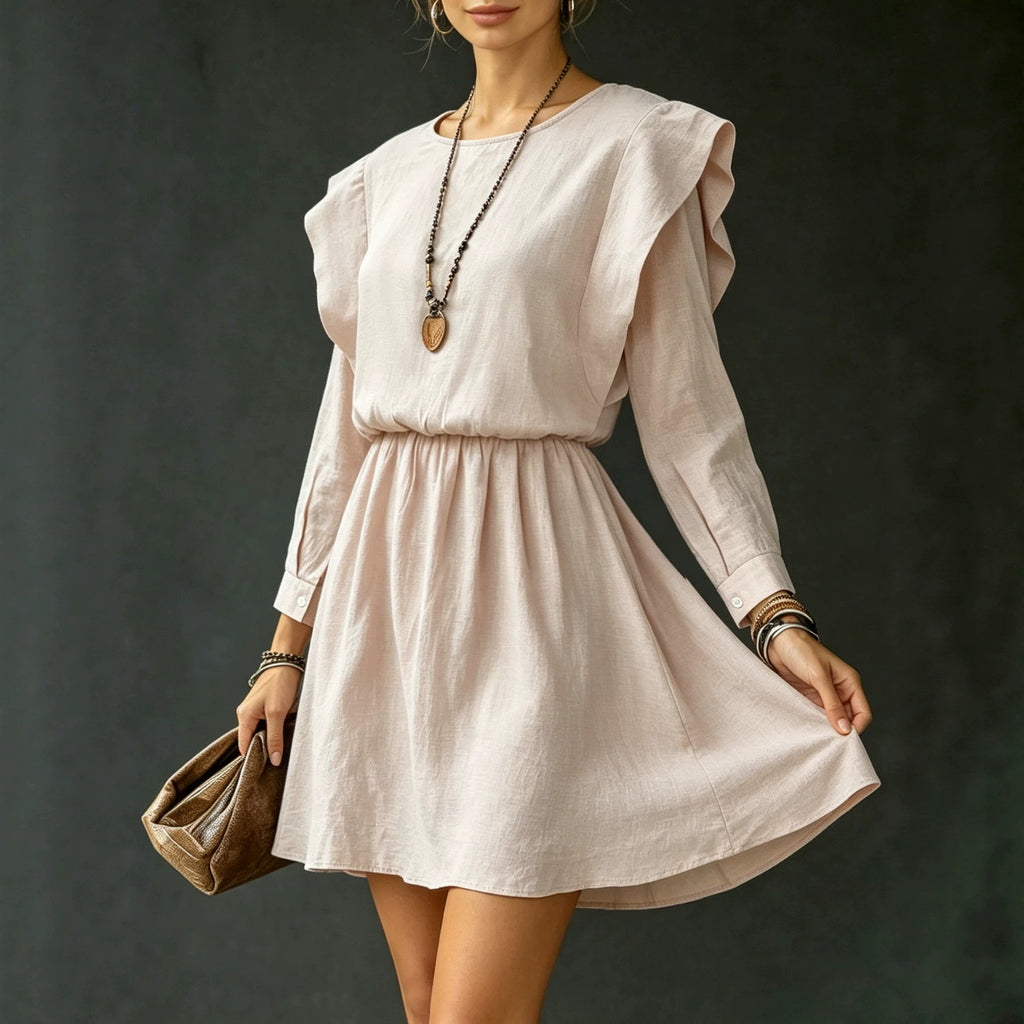 Robe Femme Élégance Sucrée avec Épaules Rembourrées