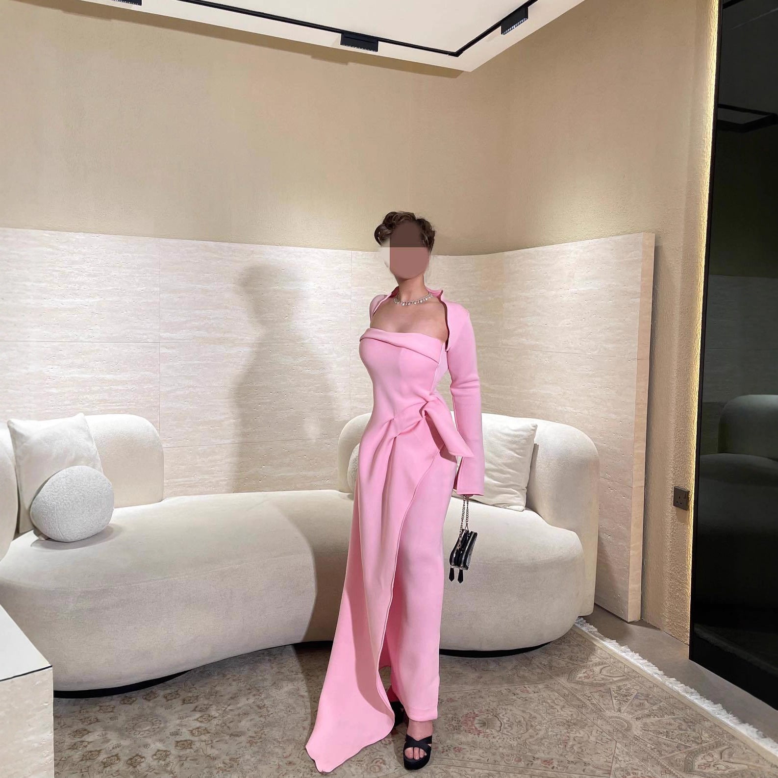 Summer Elegant Sexy Shawl Tube Top Slit Ball Dress Two Piece Set
