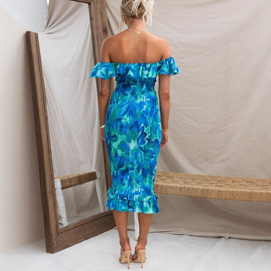 Summer off Shoulder Lace Skinny Sheath Elegant Sexy Dress