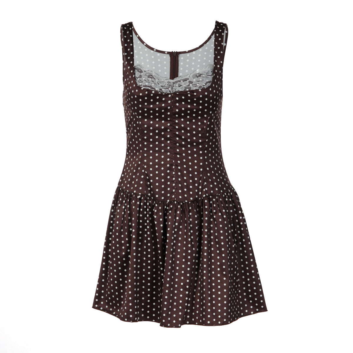 Women Clothing French Lace Edge Stitching Printing Slip Dress