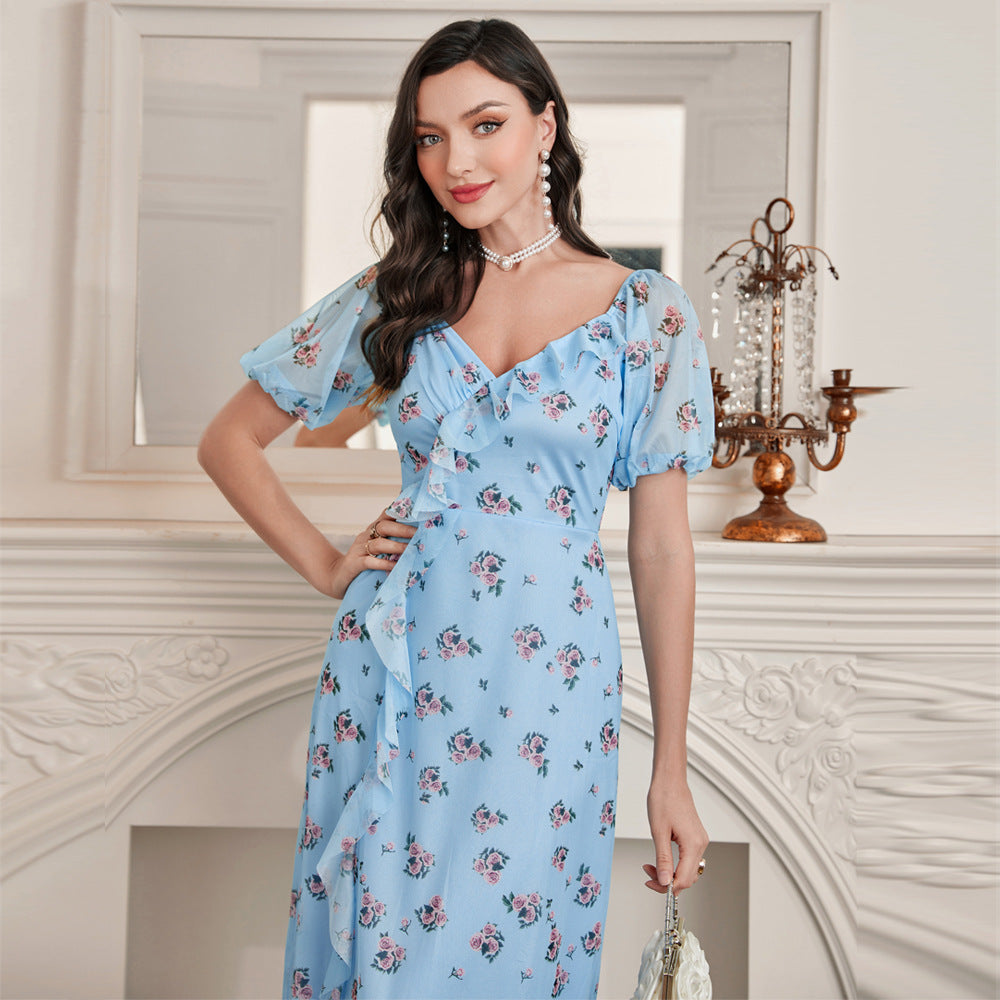 Robe française taille haute élégante et tendance pour femme
