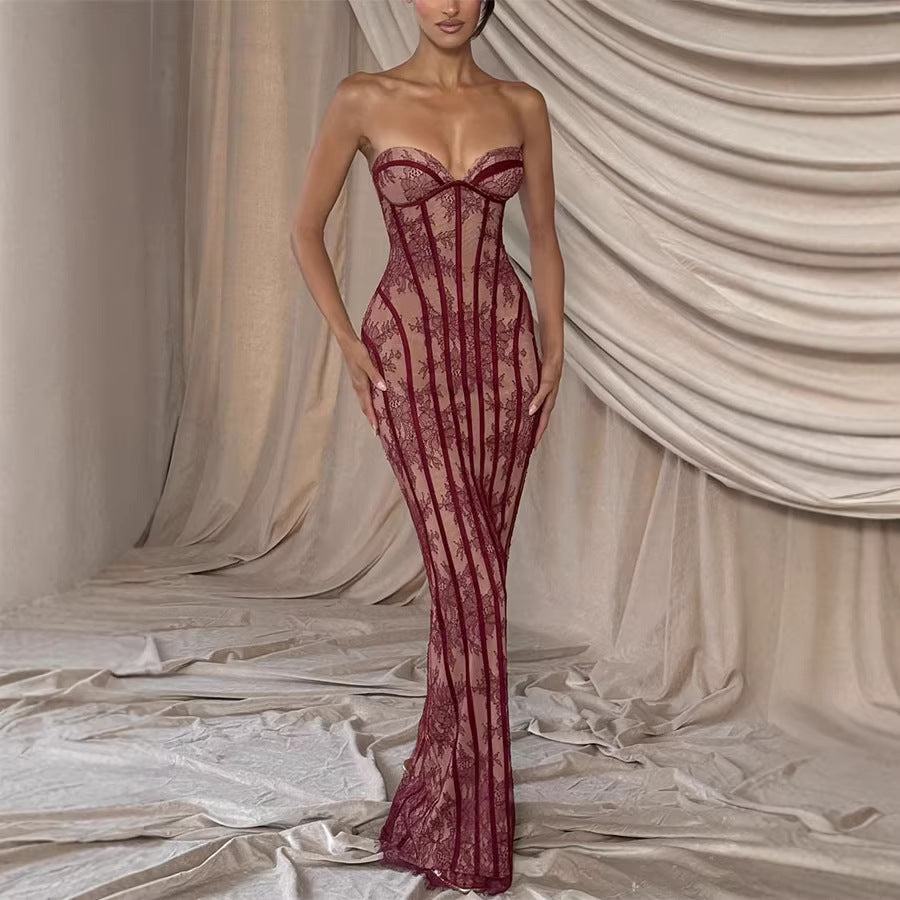 Wine Red Long Style