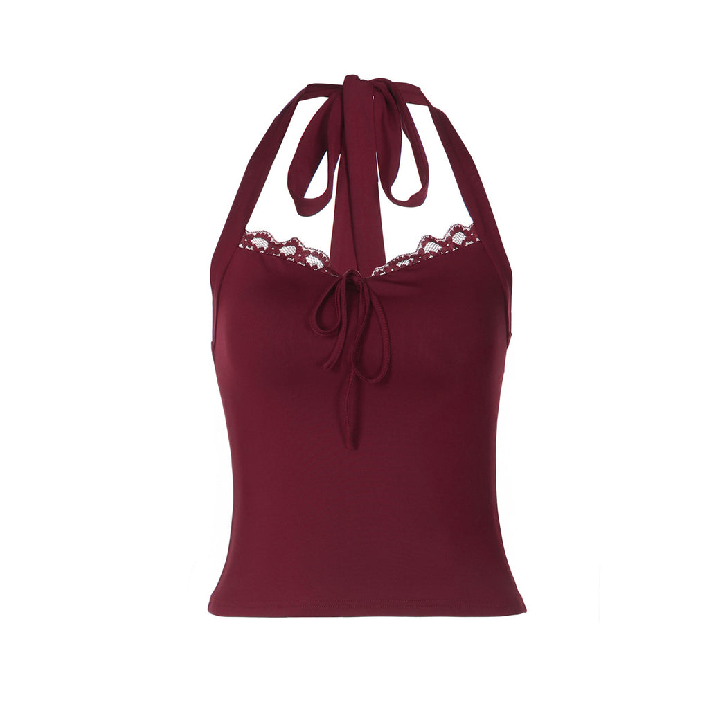 Haut tube sexy en dentelle dos nu à lacets pour femme, idéal pour l'hiver.