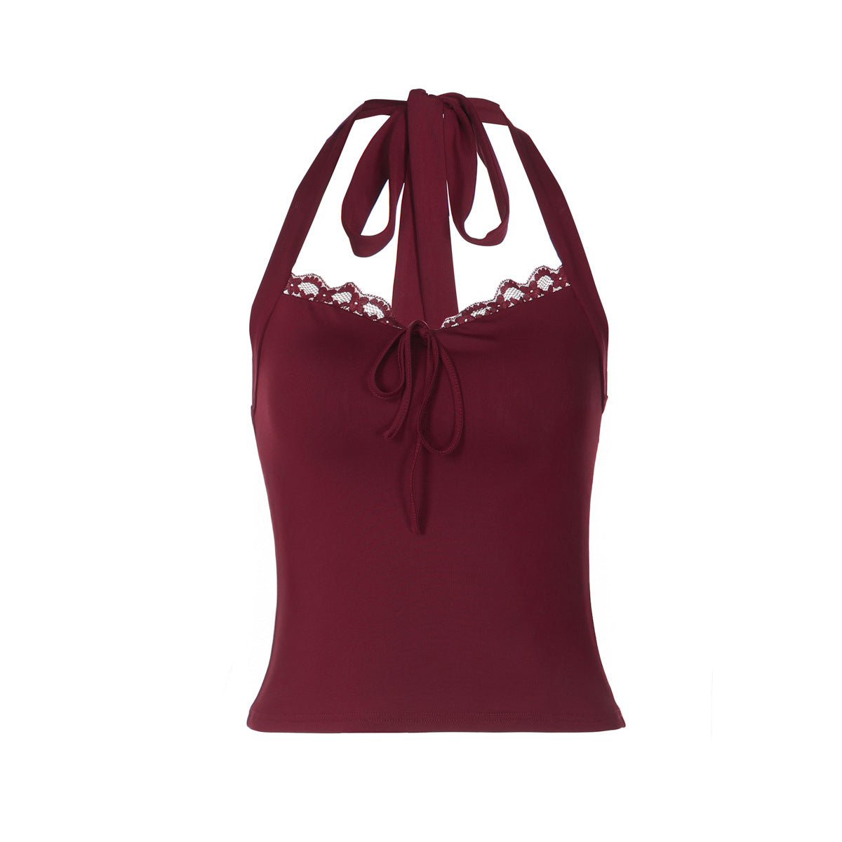 Haut tube sexy en dentelle dos nu à lacets pour femme, idéal pour l'hiver.