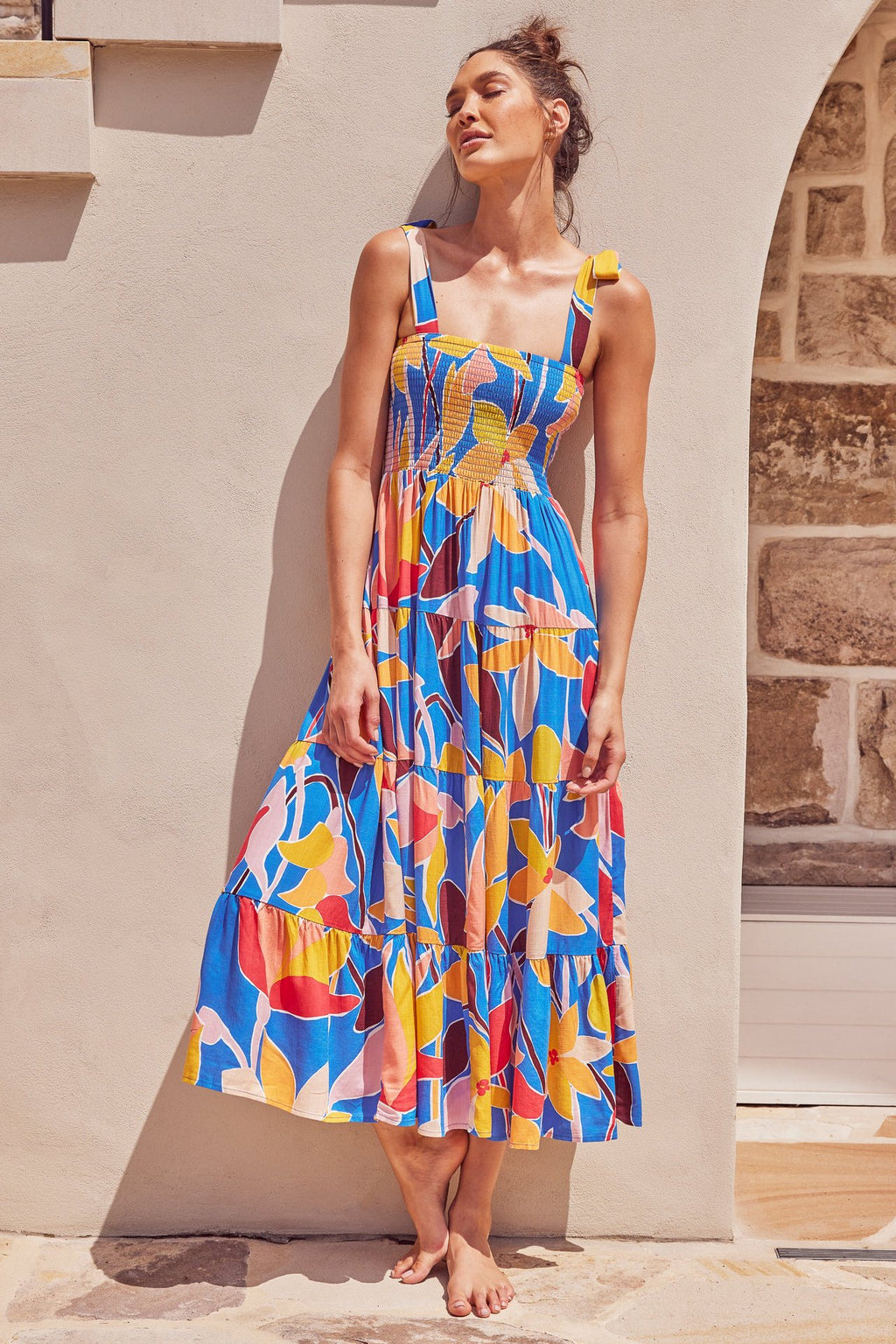 Vestido de verano para mujer, vestido de fiesta, vestido con tirantes finos y estampado floral.
