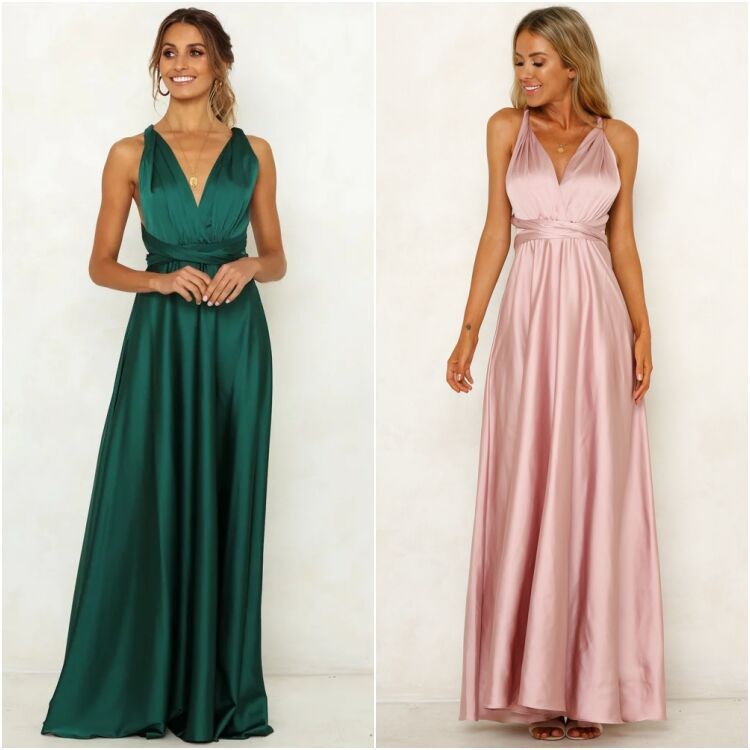 Spring Summer Solid Color Lace-up V-neck Sexy Women Clothing Backless High Waist Dress Maxi Dress Maxi