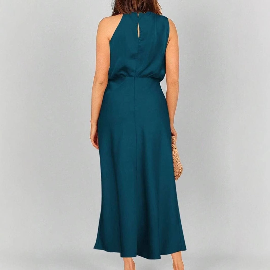 Spring Summer Long Satin Dress Women Clothing Sleeveless Satin Dress