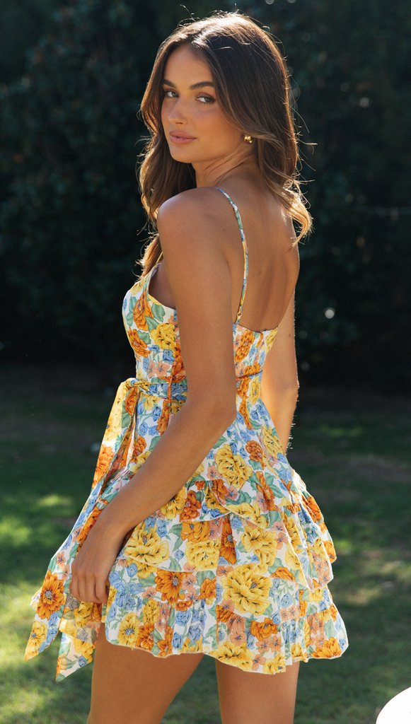 Robe courte à bretelles imprimée pour femme
