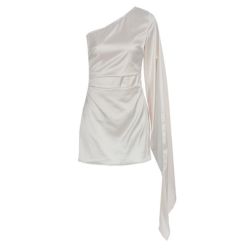 Robe fourreau sexy à manches flottantes et col montant, coupe ajustée, pour femme, été.