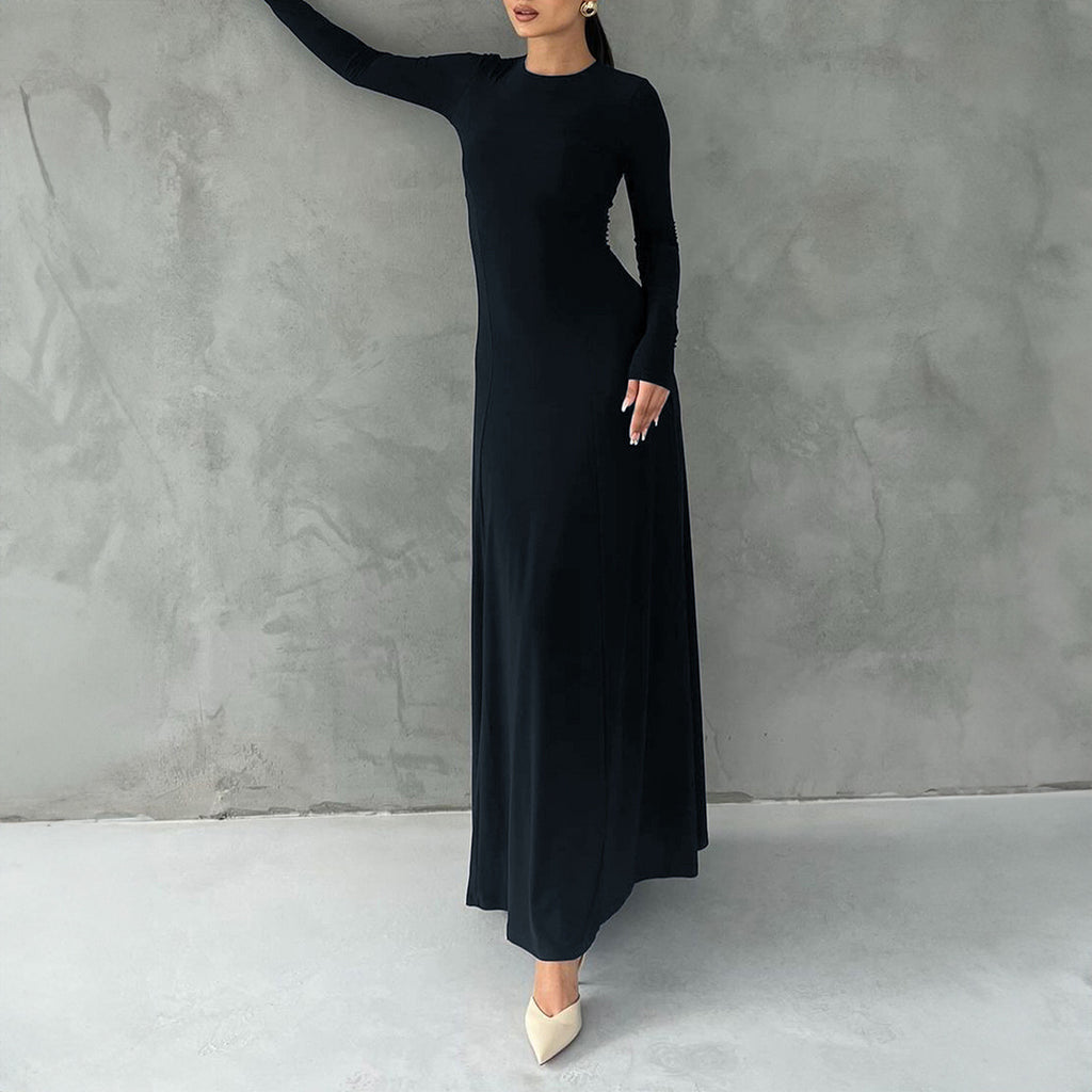 Women Clothing Autumn Elegant Long Sleeve Narrow Maxi Dress