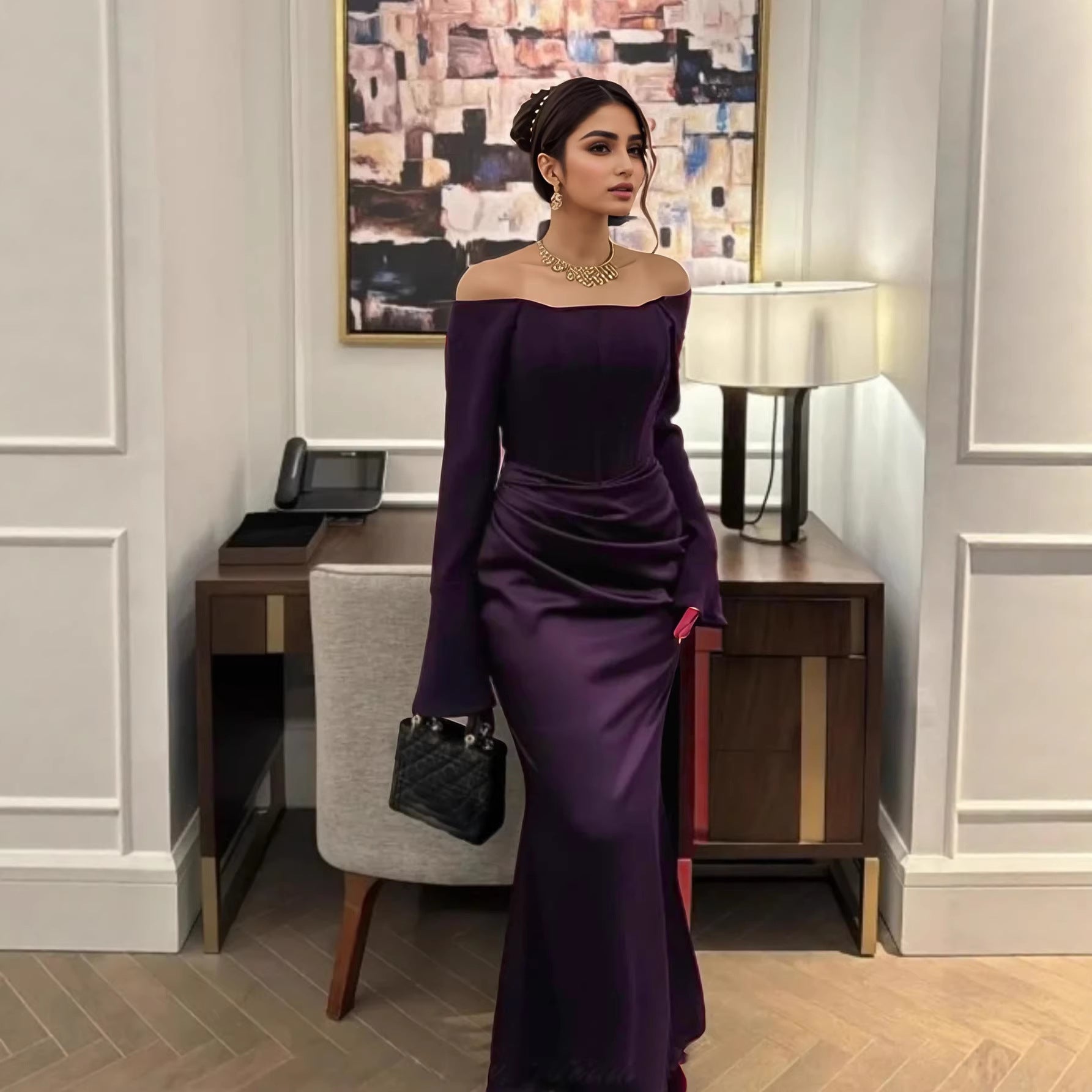 Ropa de mujer Top de tubo Vestido de novia Ropa de brindis Ligero Lujo Compromiso Cena de boda después de Abertura Dobladillo en el dobladillo