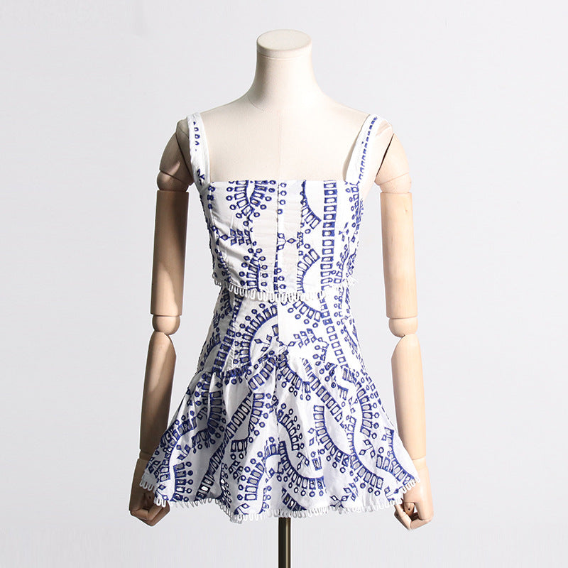 Summer Sexy Sexy Tassel Strap Top High Waist Skirt Two Piece Set