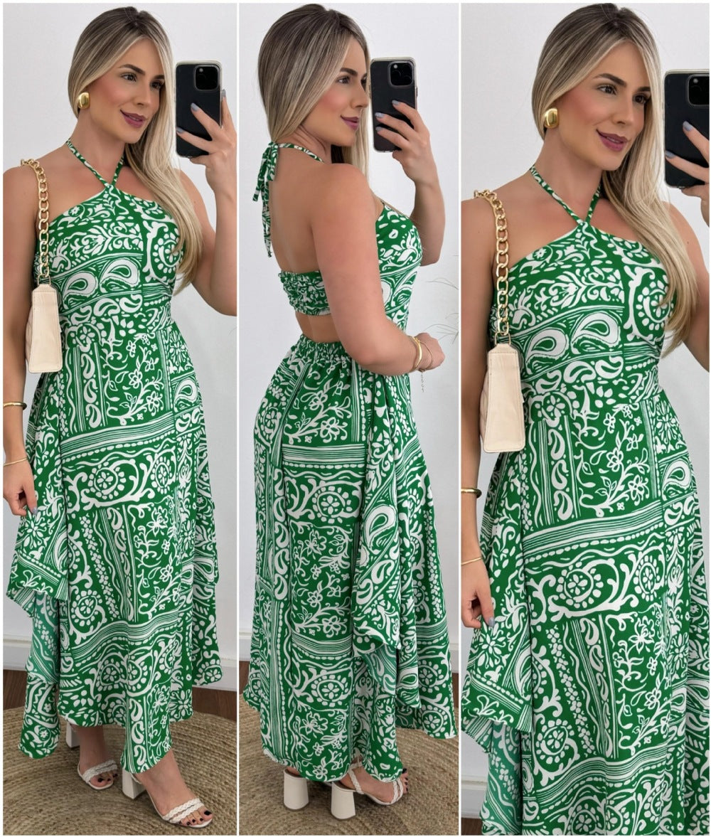 Green Abstract Printed Dress