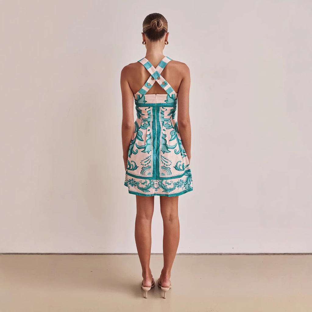 Robe d'été à bretelles imprimée pour femme