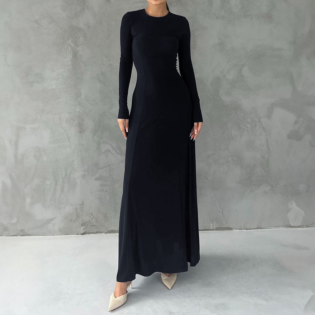 Women Clothing Autumn Elegant Long Sleeve Narrow Maxi Dress