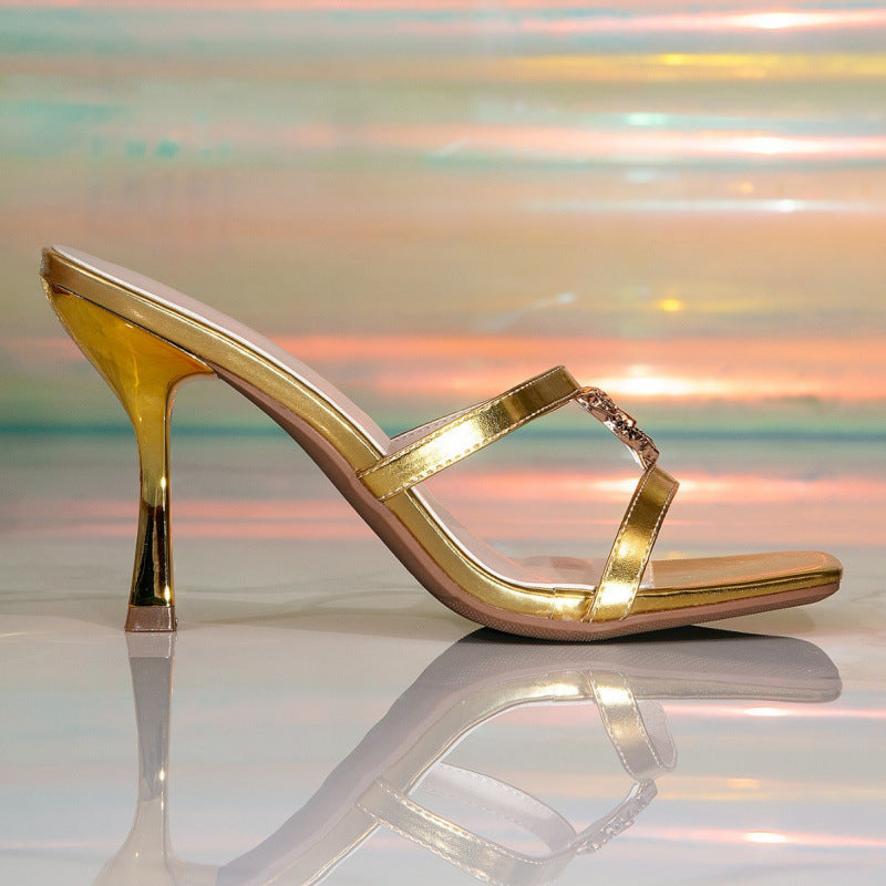 Summer Stiletto Slippers Double Strap Stiletto Slippers Refined French Workwear For Summer