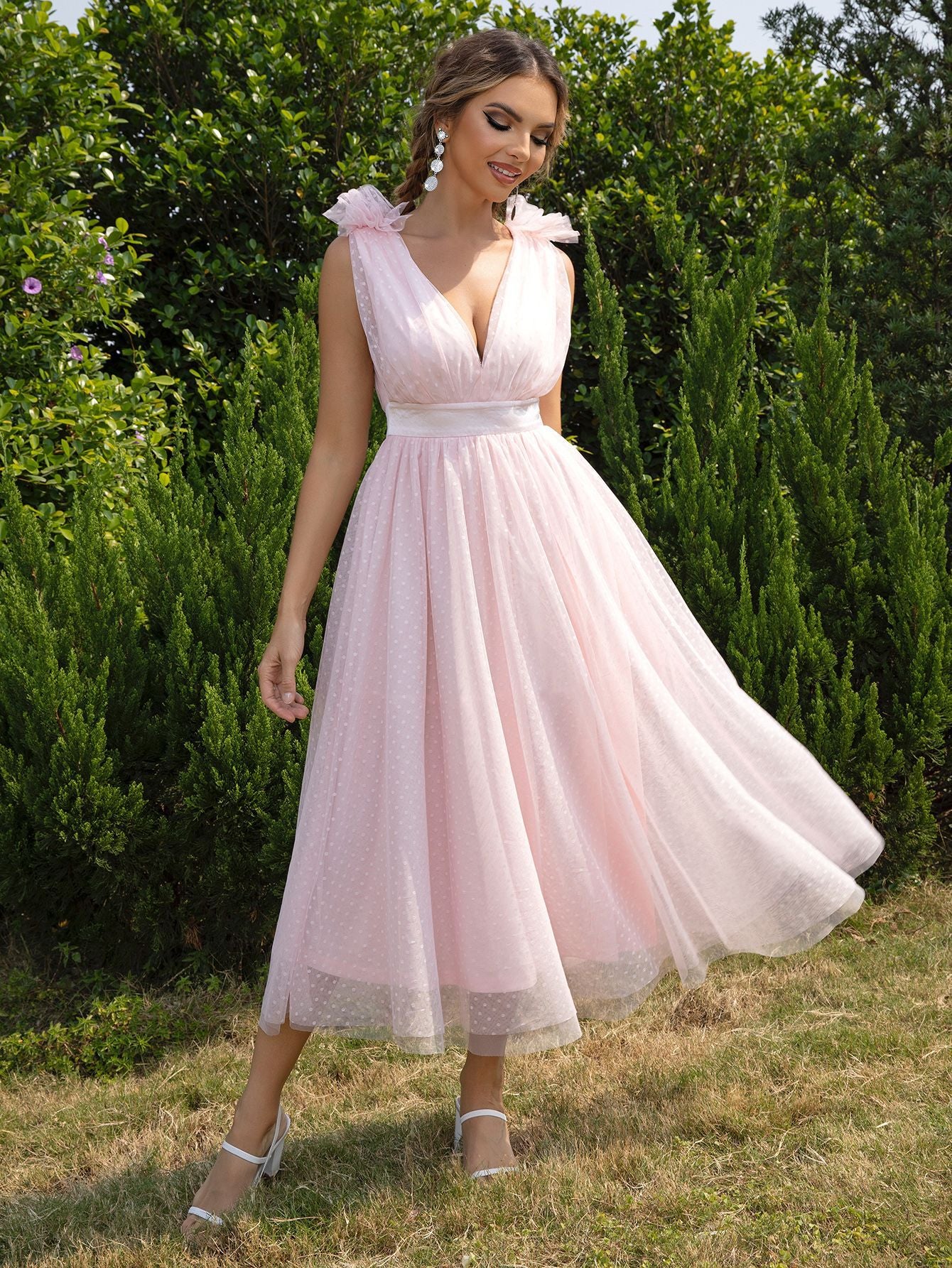 Summer Sweet Backless Gauzy Mesh Lace Up Sexy Dress