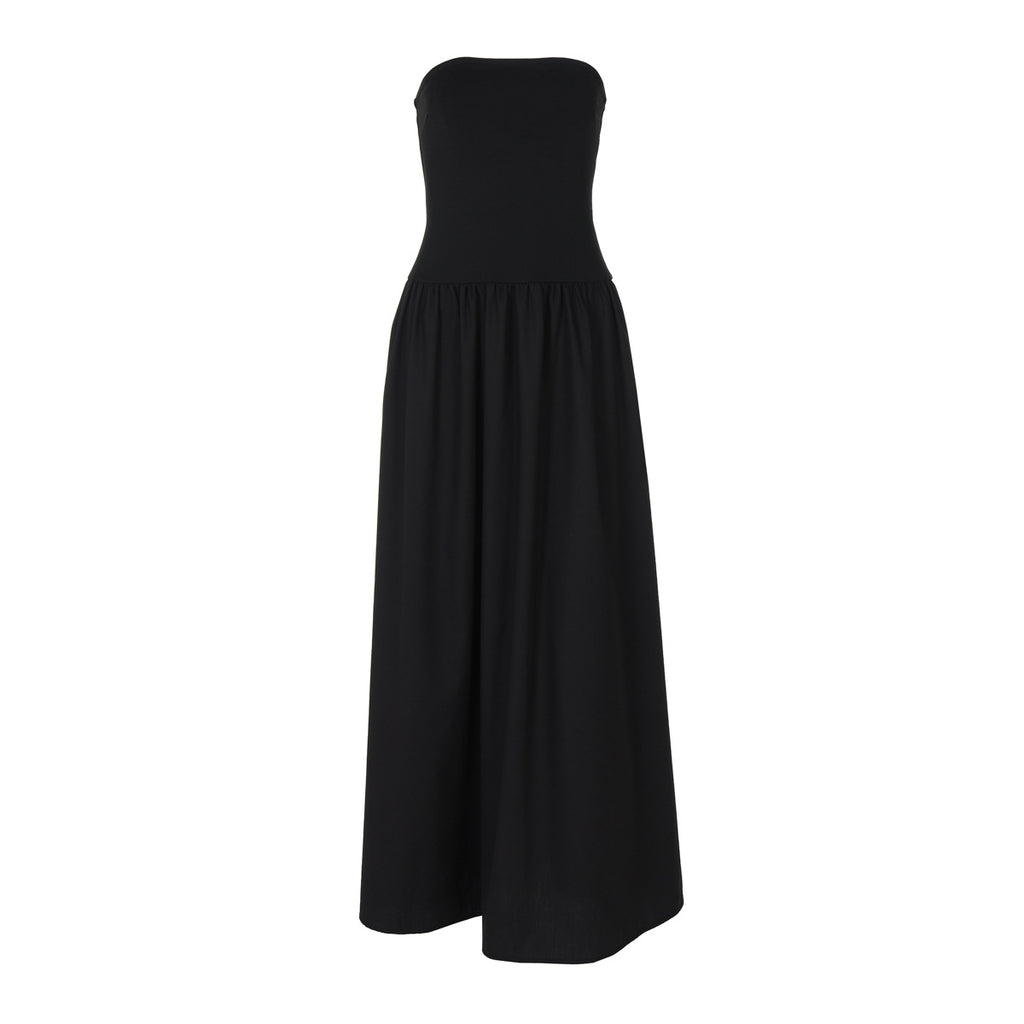 Robe bustier longue et élégante, sexy, décolletée, style streetwear, couleur unie, pour femme