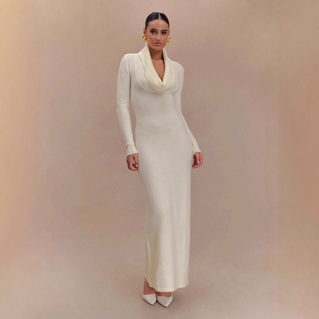 Women Elegant Waist Controlled Long Sleeves Sheath Dress