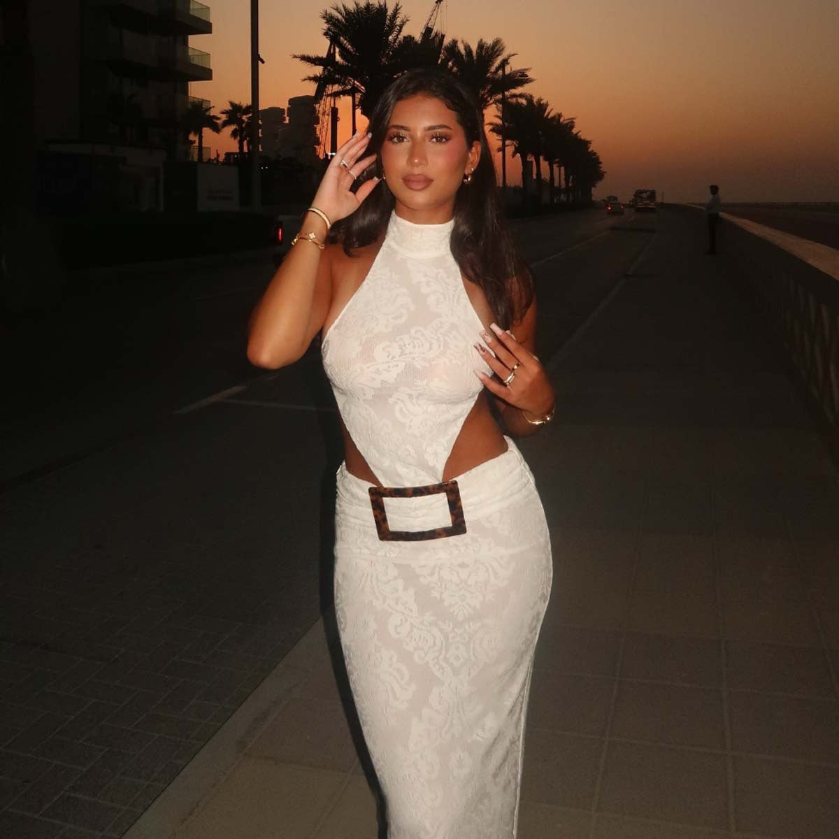 Women Elegant Halter Dress Sexy Cutout Backless Dress