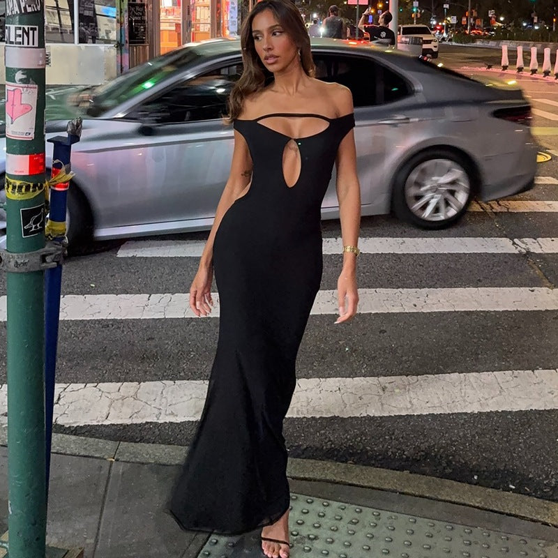 Robe moulante sexy dos nu à découpes et découpes, couleur unie, pour femme, automne-hiver