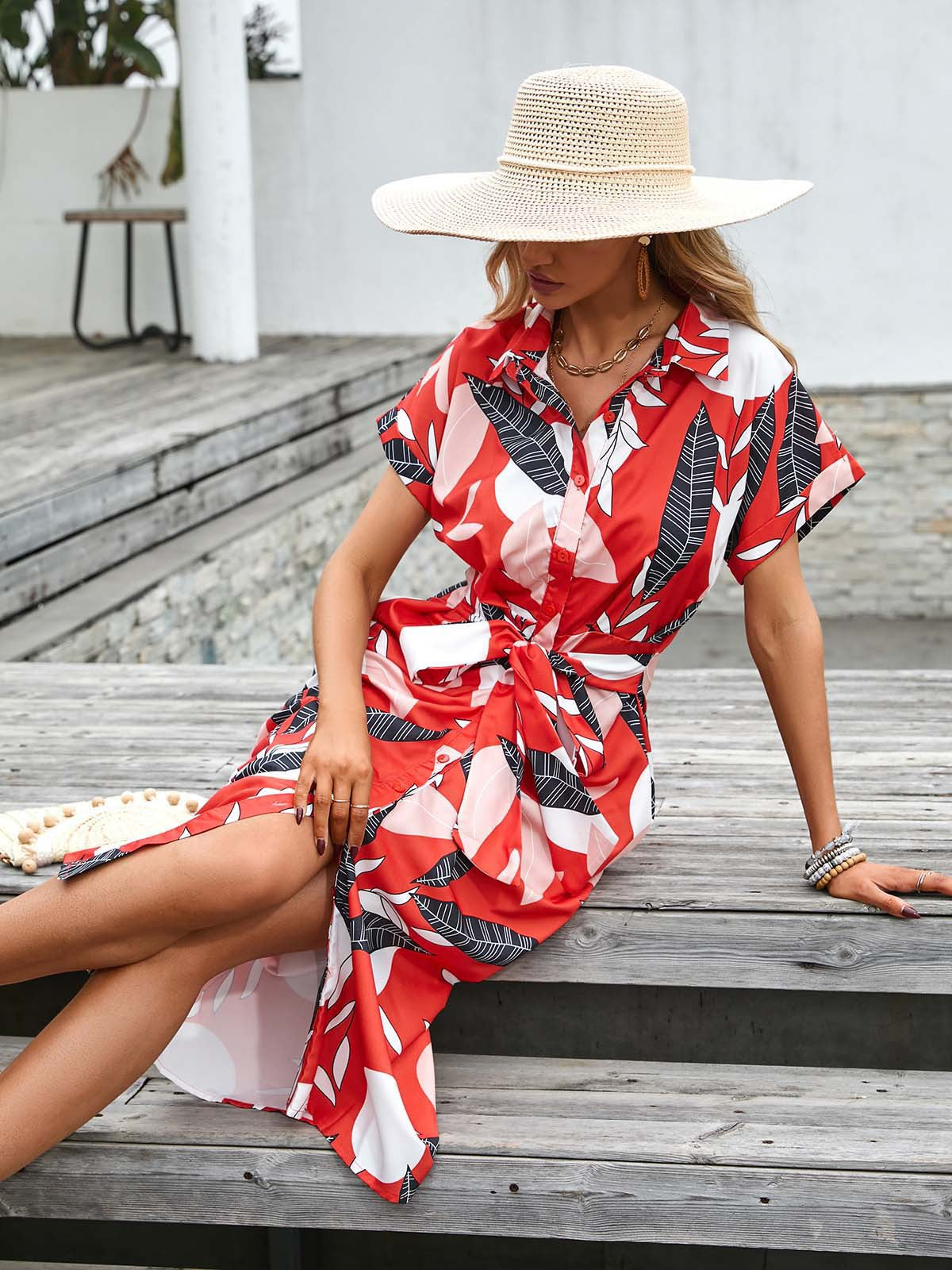Vêtements pour femmes Robe d'été populaire Robe moulante à simple boutonnage