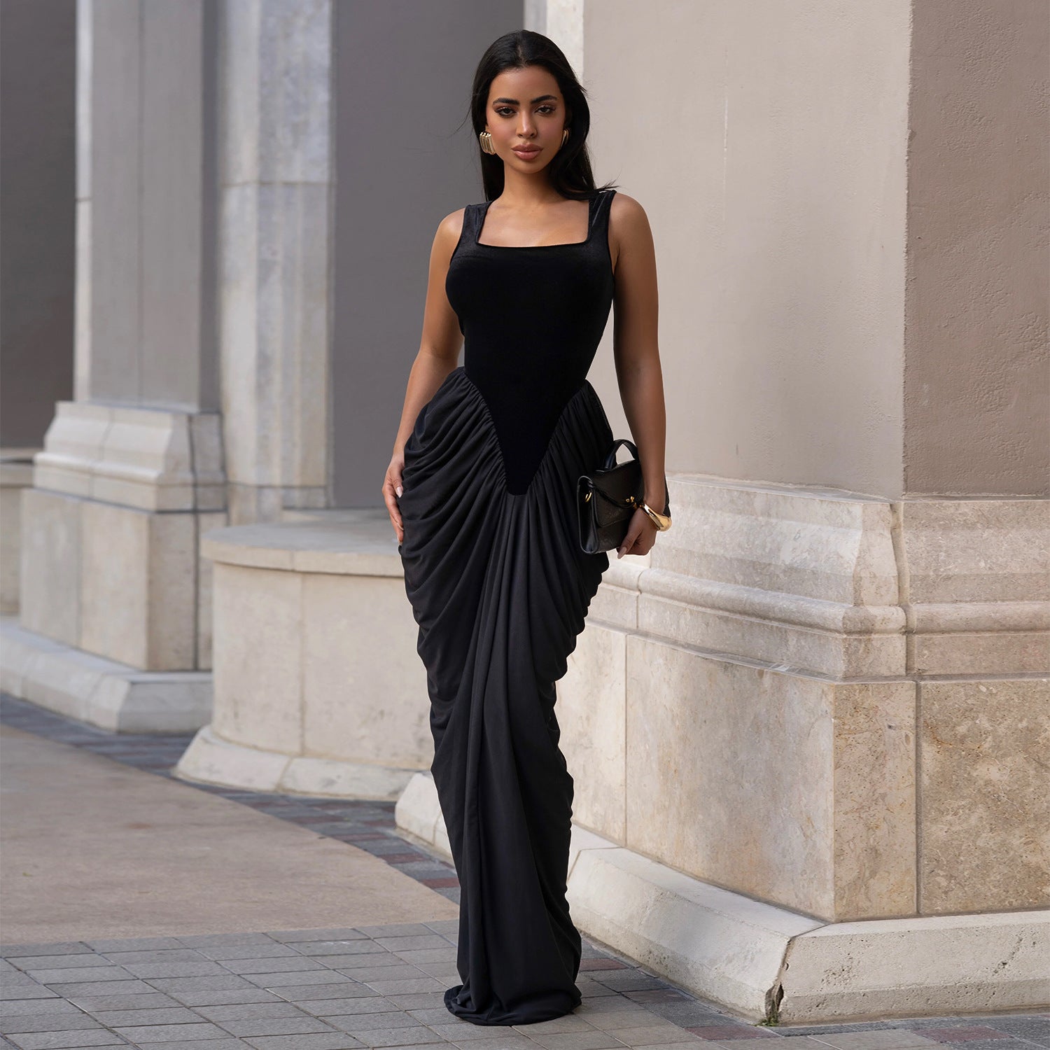 Vestido tubo sin mangas con espalda descubierta y cintura ajustada para mujer
