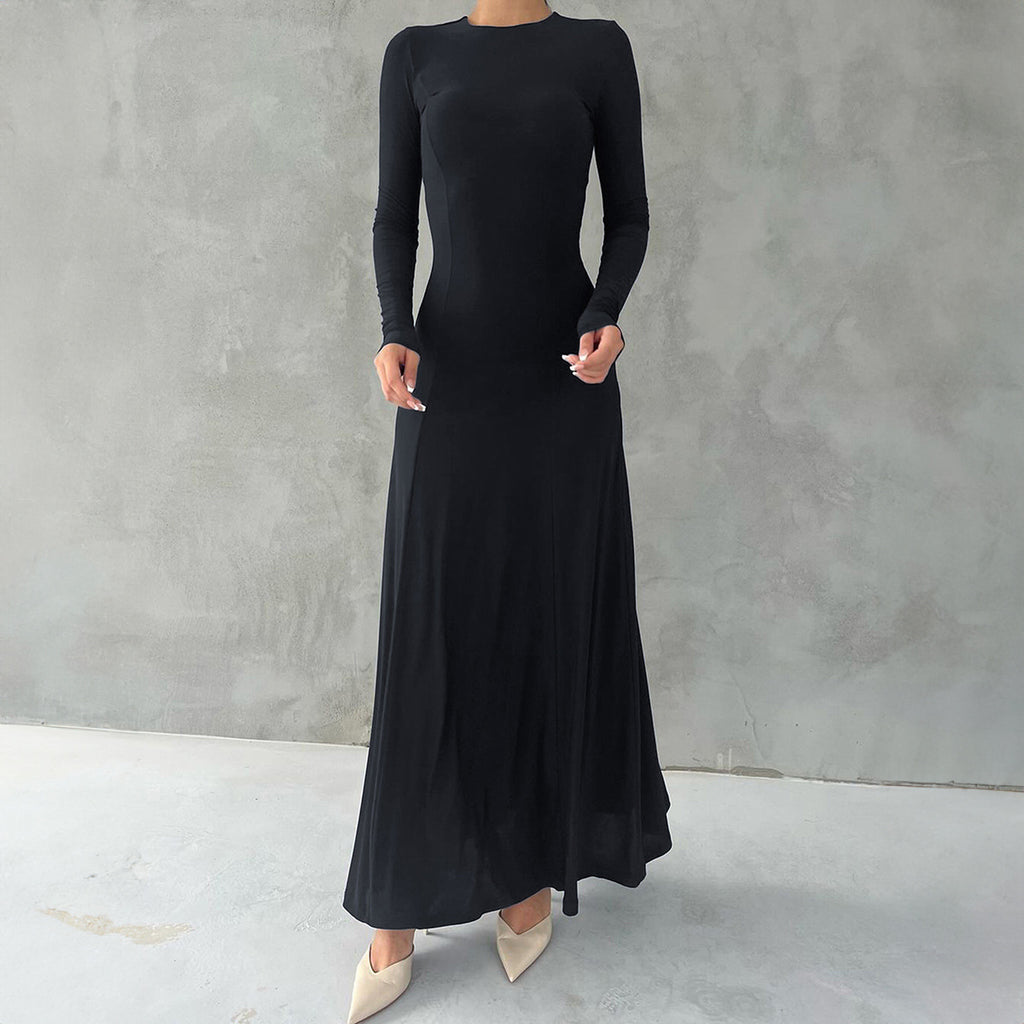 Women Clothing Autumn Elegant Long Sleeve Narrow Maxi Dress