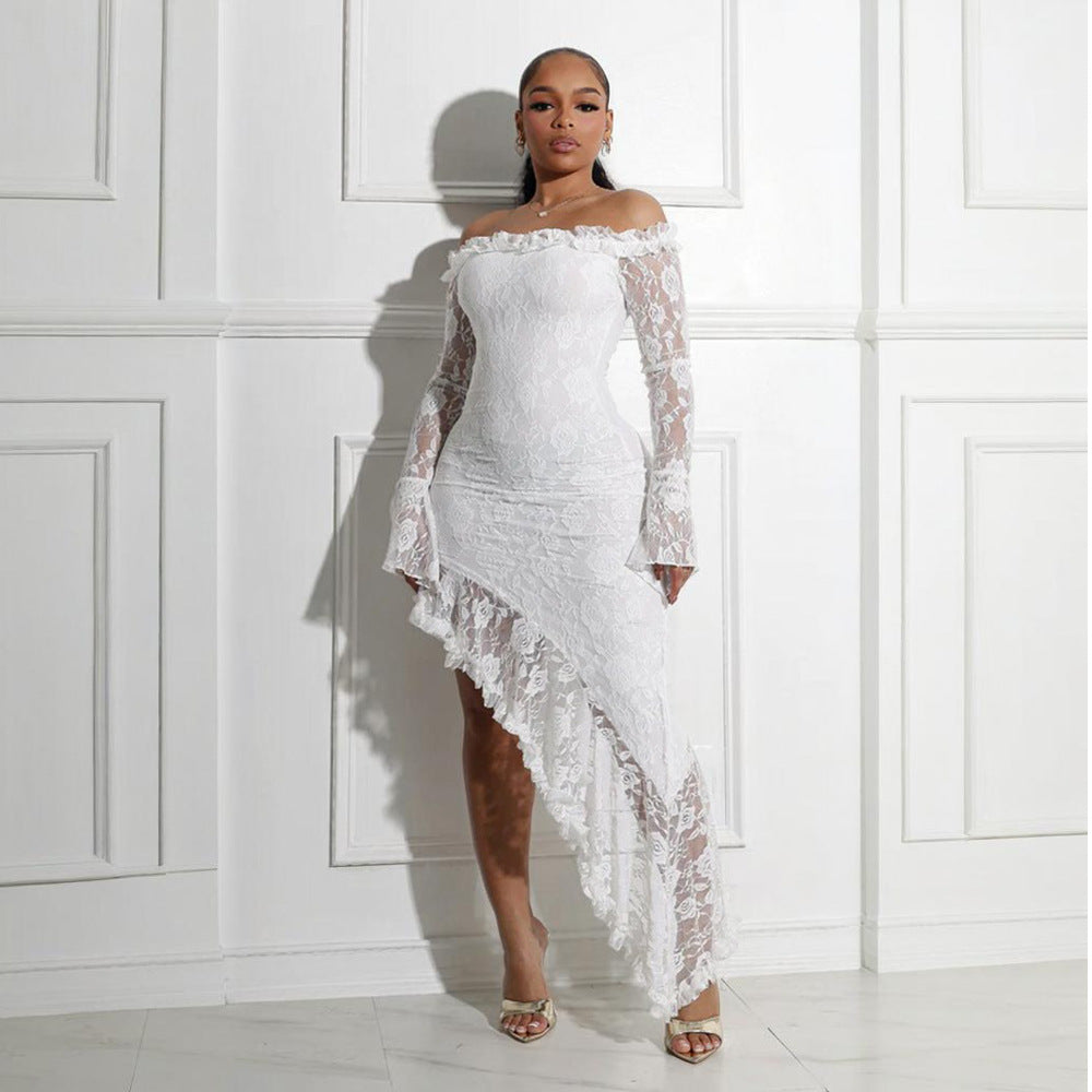 Tube Top Similar to Irregular Asymmetric Dress Solid Color Maxi Dress Women