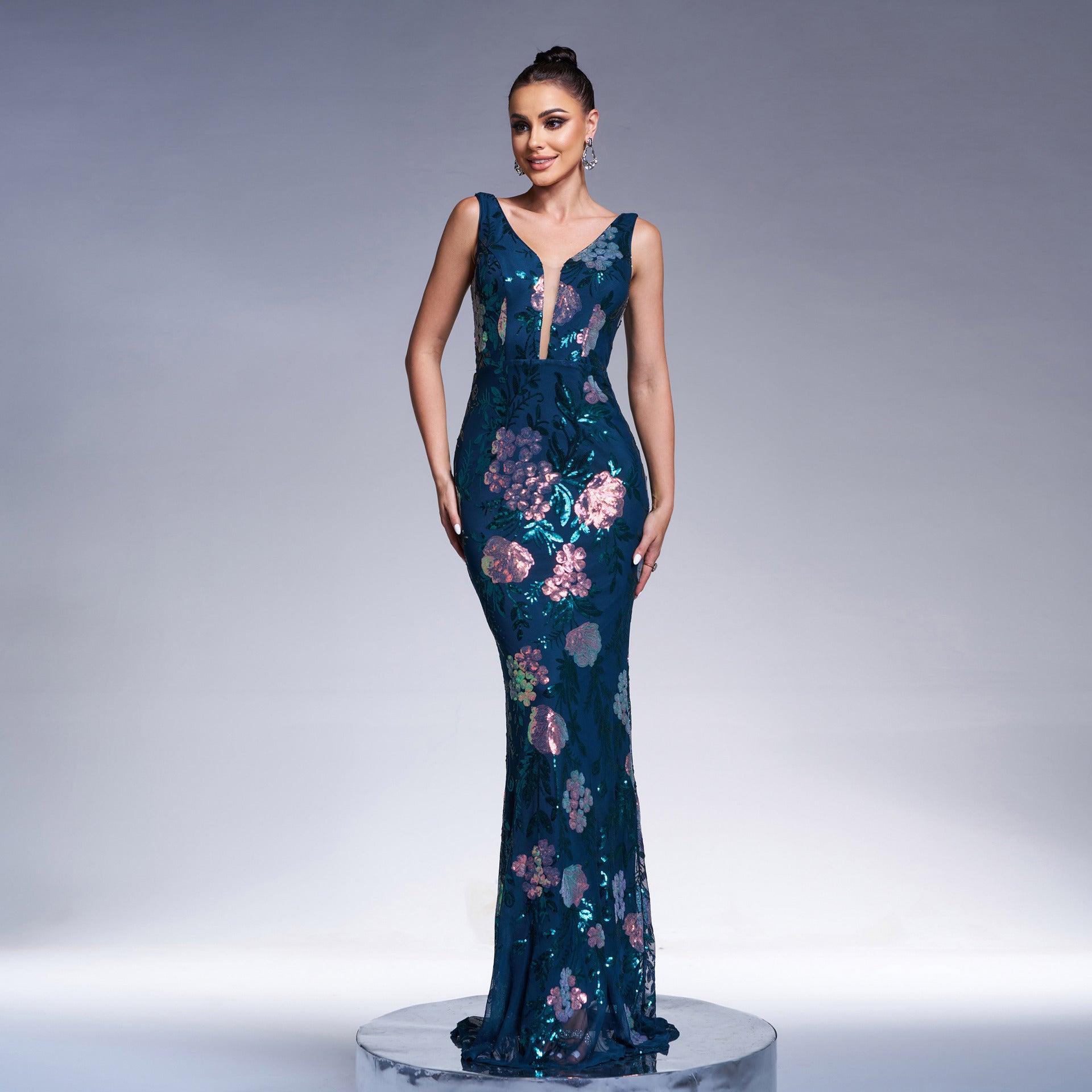 Vestido de cóctel elegante y sexy sin mangas con escote en V y corte en A para mujer, vestido de dama de honor