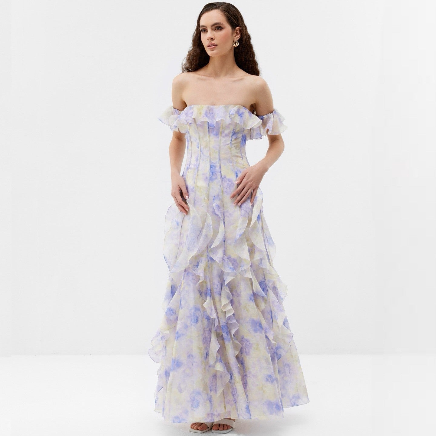 Robe de plage à volants en fil, style bohème chic. Robe maxi élégante.