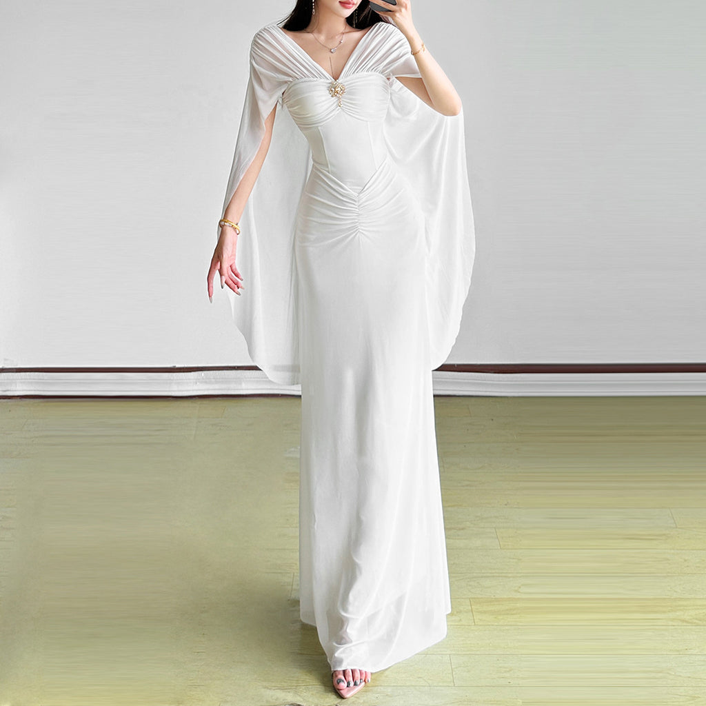 Robe fourreau automne-hiver pour femme, épaules dénudées, taille cintrée, coutures en résille.