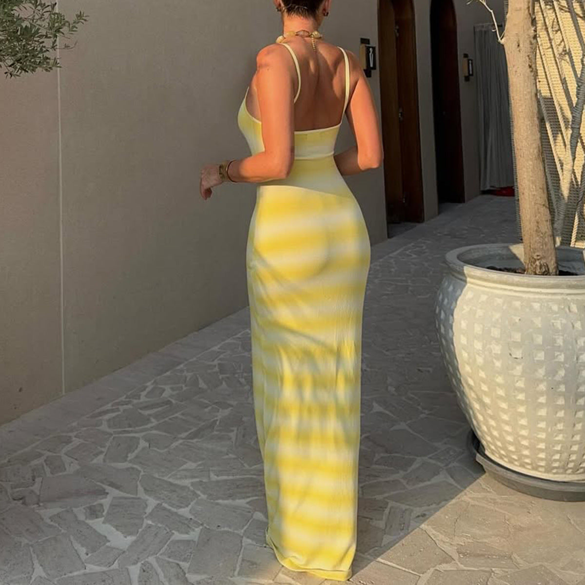 Sexy Holiday Woolen Sheath Maxi Dress Spring